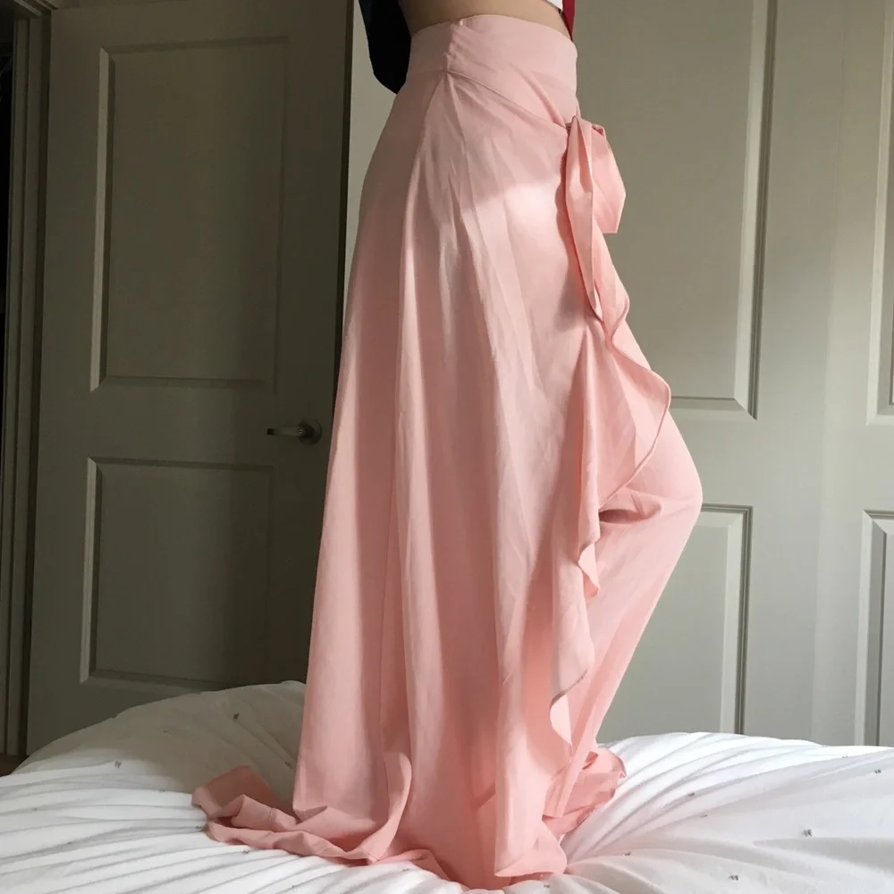 Lili Gal Pink Overlay Pants w/ Attached Wrap Skirt - Picture 2 of 5